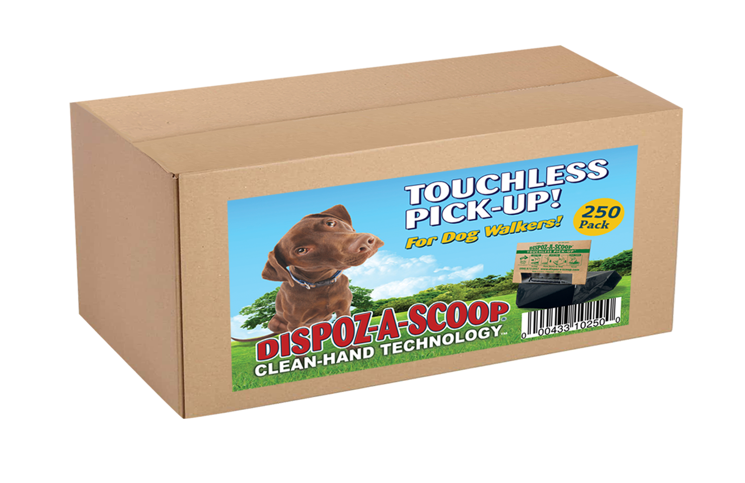 Dispoz-A-Scoop® Safe, Sanitary Dog Poop Clean-up! Self-Sealing Odor-Free No Touch! 250 Pack