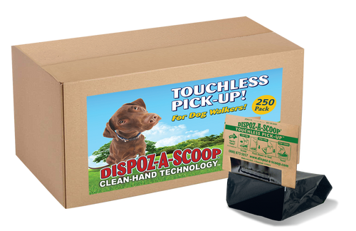 Dispoz-A-Scoop® Safe, Sanitary Dog Poop Clean-up! Self-Sealing Odor-Free No Touch! 250 Pack
