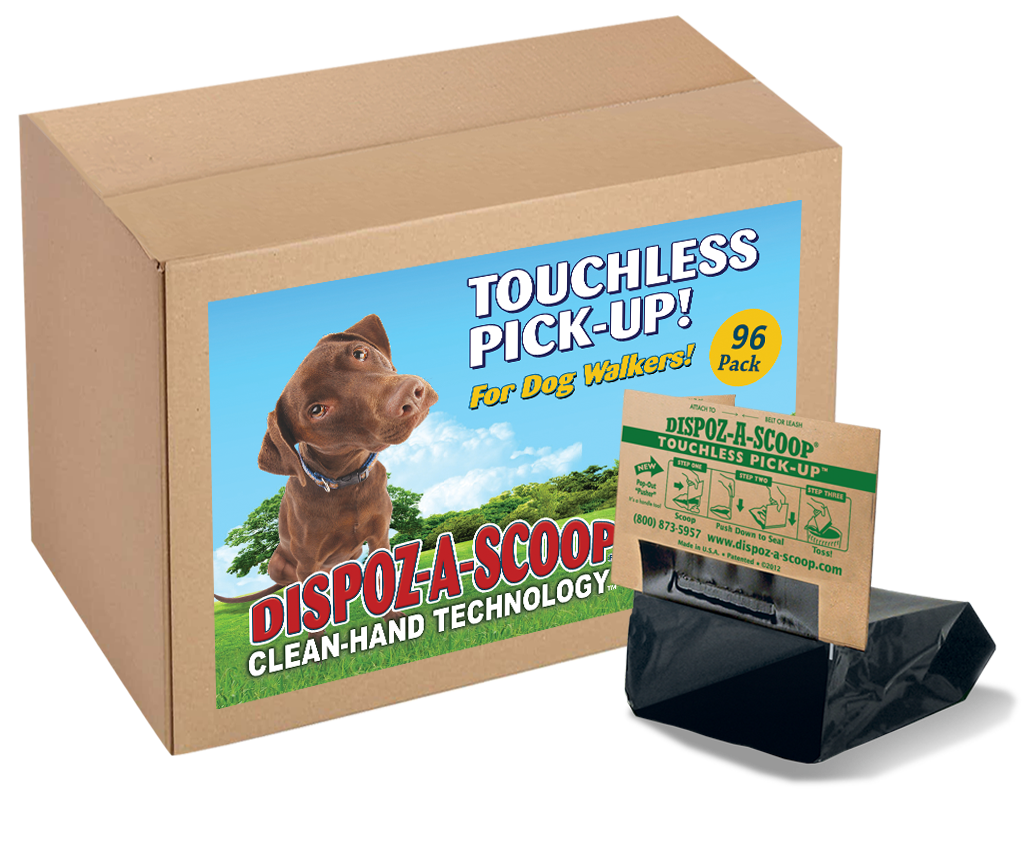 Dispoz-A-Scoop® Safe, Sanitary Dog Poop Clean-up! Self-Sealing Odor-Free No Touch! 96 Pack